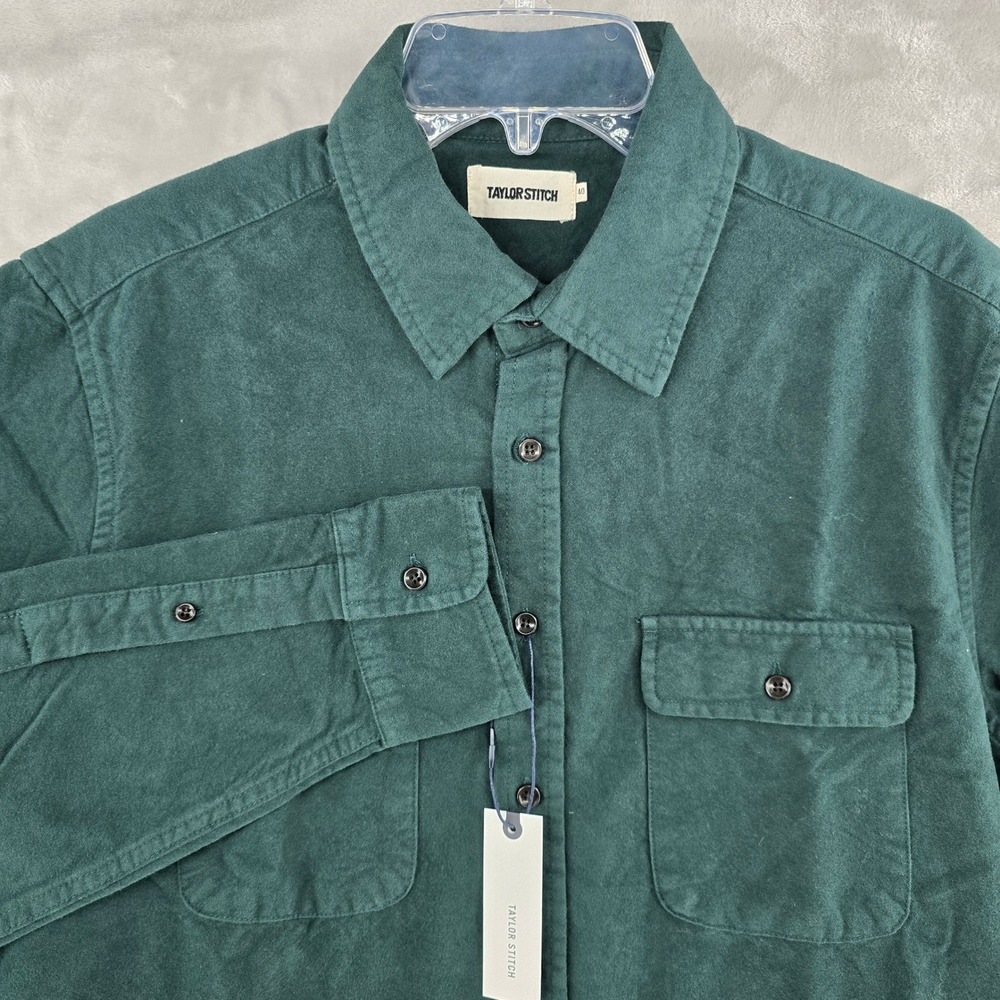 Taylor Stitch Yosemite Shirt Men 40 Dark Forest Green Flannel Button Down NEW